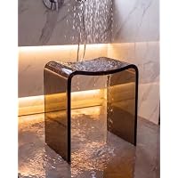 CASAINC Solid Surface Bathroom Stool Resin Shower Stool for Inside Shower Modern Transparent Sepia Waterproof Shower Bench with 400 lb Load Capacity No Assembly