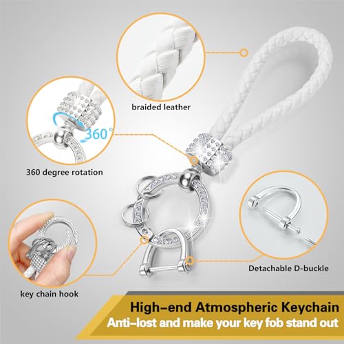 Image of for Ford Key Fob Cover with Luxury Diamond Braided Keychain, Upgraded Soft Case for Fusion F150-F550 Edge Escape Explorer Bronco Maverick,etc.(5 Button) (Silver Bling,B)