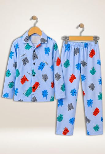 Image of 3BROS Kid's Pure Cotton Full Sleeves Night Suit /Dress for Boys /Girls Full Pajama & Top Sleep Suit Combo Set