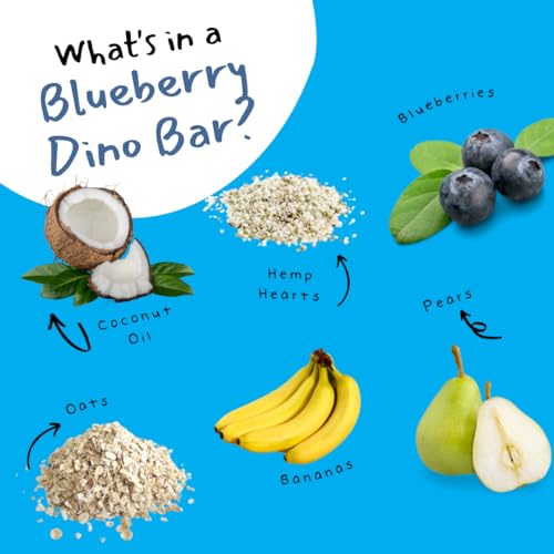 Image of Dino Bars | Organic Fruit Bar for Kids Blueberry Strawberry Mango | 18 Pack | Mess free fruit bars made with fruit and oats. Gluten Free Dinosaur Snacks. Blueberry, Strawberry & Mango flavors.