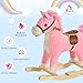 HOMCOM Children's Rocking Horse Baby Rocking Animal Horse with Animal Sounds Toy Handles for 36-72 Months Plush Pink 65 x 32.5 x 61 cm