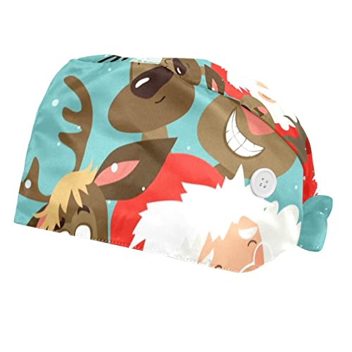 Casquette de Noël pour la cuisine et le service - Chapeaux de travail mignons motif cerf x2