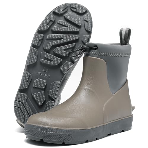 Pelbiuqik Gummistiefel Herren Wasserdicht Halbhoch kurz Reitstiefel Anti-Rutsch Gefüttert Gummischuhe Atmungsaktiv Stiefeletten Grundlegend Mode Regenschuhe mit verschnürbarer Nylonstulpe
