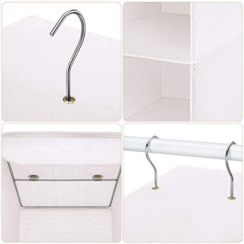 MaidMAX Hanging storage, 3 Tiers wardrobe storage organiser Closet Organizer with 2 Hooks, Foldable, Beige