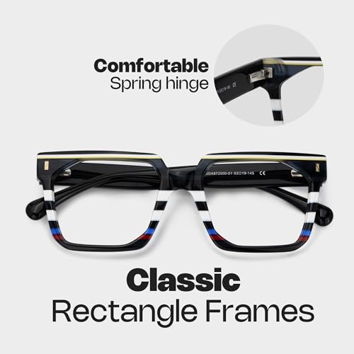 Image of Zeelool Stylish Rectangle Eyeglasses Thick Frame Glasses for women /Men with Non-prescription Clear Lens Laguer ZJGA872500-01 Black