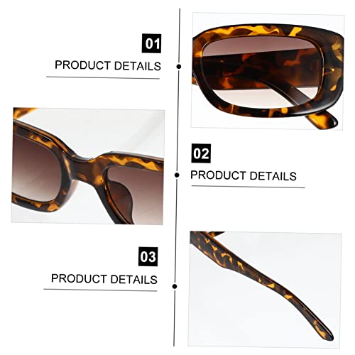 1Pc Leopard Frame Square Sunglasses for Adults Fashionable Beach Photo Prop Unisex Retro Eyewear with Ergonomic Temples Stylish Sunglasses for Summer3