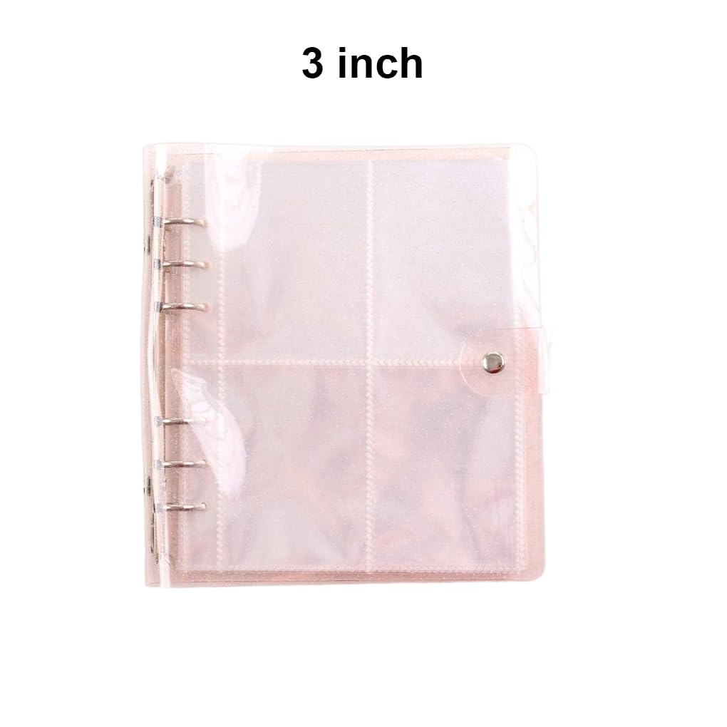 Fotoalben zum Selbermachen, für Babywachstum, Hochzeit, Reise, Erinnerung, lose Blätter, blitzfarben, transparent, großes Fassungsvermögen, Buch-Display, Rosa, 7,6 cm, 3 Stück