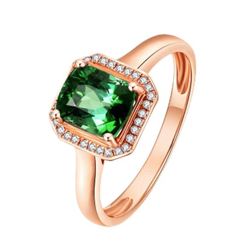 Bague émeraude en argent 925 et zircon rose pour mariage