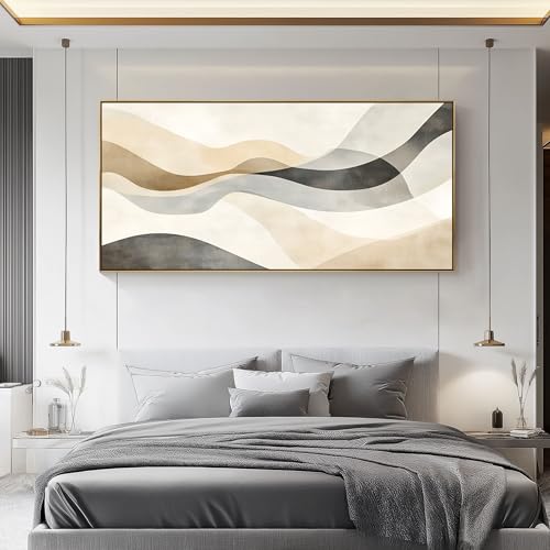 Art abstrait flots tableau decoration murale grand format 70x140 cm moderne