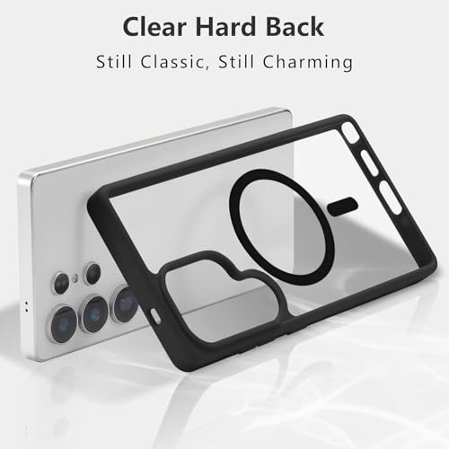 Image of Back Cover Case for Samsung Galaxy S25 Ultra | Back Cover with Mag-Safe | Transparent & Black Mobile Phone Back Cover for Samsung Galaxy S 25 Ultra / S25 Ultra | Anti Yellow TPU Back Cover