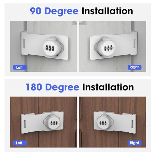 Image of Mechanical Password Rotary Hasp Locks, Cabinet Locks with Combination, Door Security Latch for Small Barn Doors, Cabinets, Gate, Bathroom, Outdoor, Closet, Fence (White)