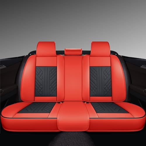 Image of GXT Bench Seat Cover, Premium Faux Leather Bench Seat Covers for Trucks - Universal Fit for Most Sedans SUV Pick-up Truck, Durable for Long Lasting Protection(Bright Red and Black)