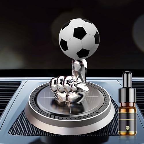 AGLOO Solar Powered Rotating Soccer Ball Car Air Freshener - Aromatic Diffuser, Vehicle Decoration Essential Oil Diffuser - Gift for Football Fanatics and Drivers