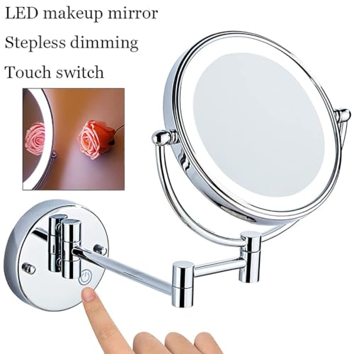 Espejo de Maquillaje LED con Luz y Aumento 10X, Montaje en Pared, Dorado Cepillado miniatura 2