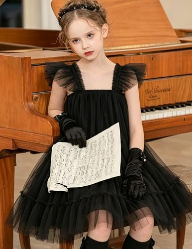 Image of Arshiner Toddler Tulle Dress for Girls Layered Tutu Ruffle Dresses Swing Twirly Fairy Summer Birthday Party Wedding Sundress