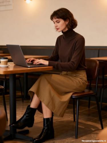 Image of SANGTREE Women's Turtleneck Sweaters Long Sleeve Pullover Tops | Breathable Lightweight Fabric| Fall Winter Fashion Outfits| Perfect for Daily,Office,Vacations,Holiday,Family Gatherings Etc.