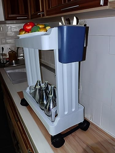 Bathroom Kitchen Gap Storage Slim Trolley Shelf Slim Storage Cart with Wheels Slide Out Storage Trolley for Bedroom, Office, Garage, Shops (1Pcs) (2 Layer)