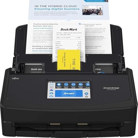 Fujitsu ScanSnap iX1600 Wireless Document, Photo & Receipt Scanner, Large Touchscreen, Cloud Enabled, Auto Color/Grayscale/Monochrome Detection, Fast Scans Up to 40 PPM, Black, (Renewed) Cover