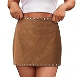 Women's Cowgirl Faux Suede Skirt, High Waist Western...