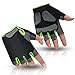 HuwaiH Cycling Gloves Men's/Women's Mountain Bike Gloves Half Finger Biking Gloves | Anti-Slip Shock-Absorbing Gel Pad Breathable Cycle Gloves (Black Green, Medium(Famale))