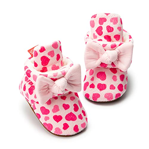 Image of ohsofy Newborn Baby Cotton Booties Stay On Slipper Winter Warm Soft Shoes Non-Skid Infant Ankle Boots Crib Shoes