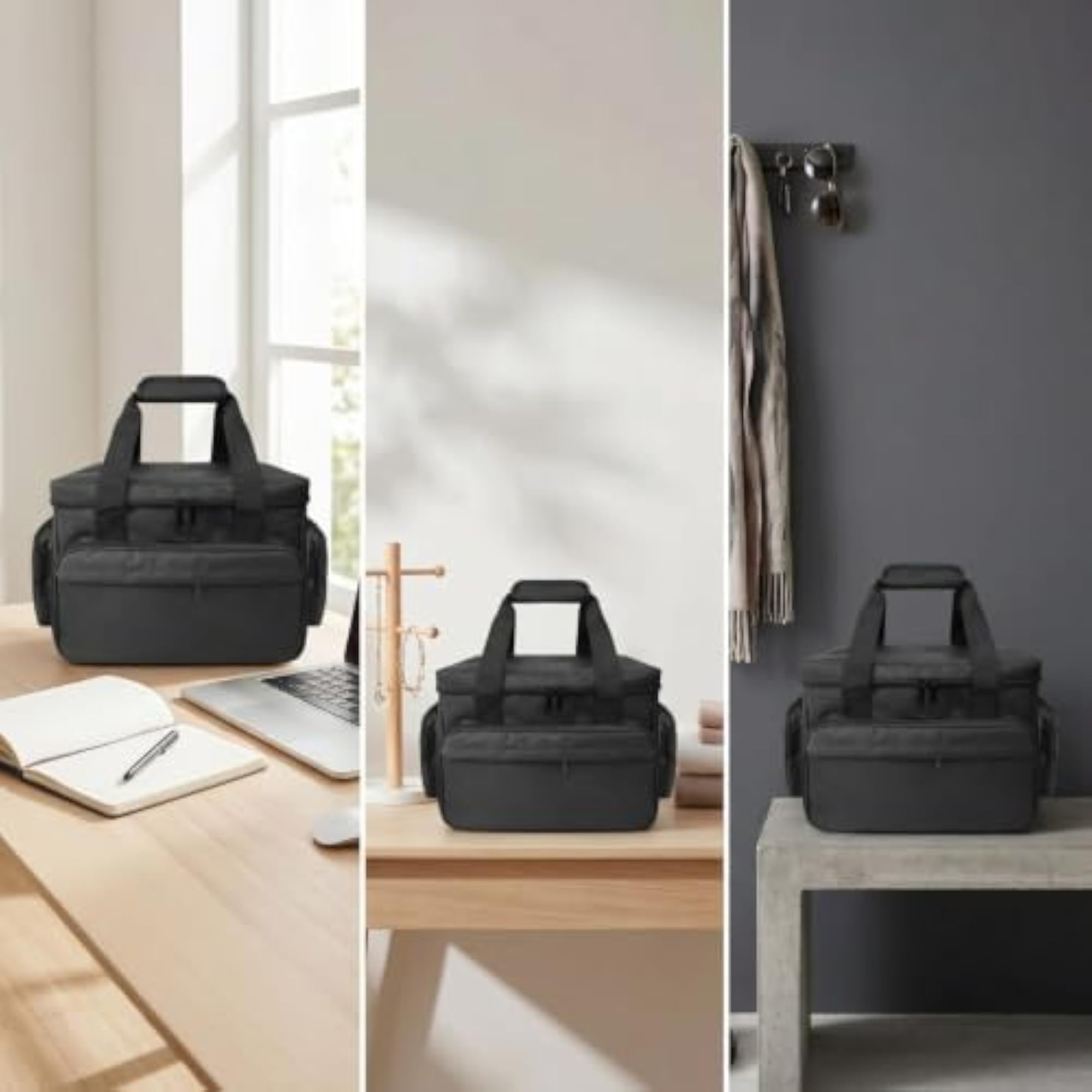 Structured Travel Makeup Bag with Handle, Spacious Organizer