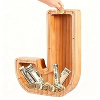 Bemaystar Wooden Letter-Money-Box, Piggy-Bank Initial Letters, Money Box Coin Bank, Birthday Gift