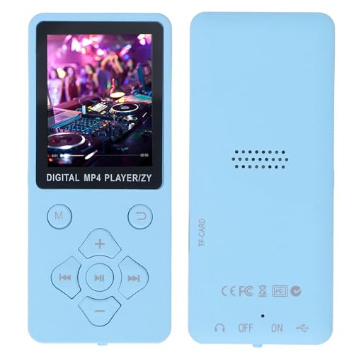 Bluetooth MP3 Player, Portable HiFi Sound Music Player Built in HD Speaker, 1.8in Color Screen MP4 Player Supports Photo Video E Book Voice Recording, 10 Hours Playtime (Blue)