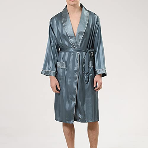 Bath Robe for Men 2024 Fashion Solid Satin Pajama Robe Lightweight Mid Length Wrap Style Kimono Spa Bathrobe 20242
