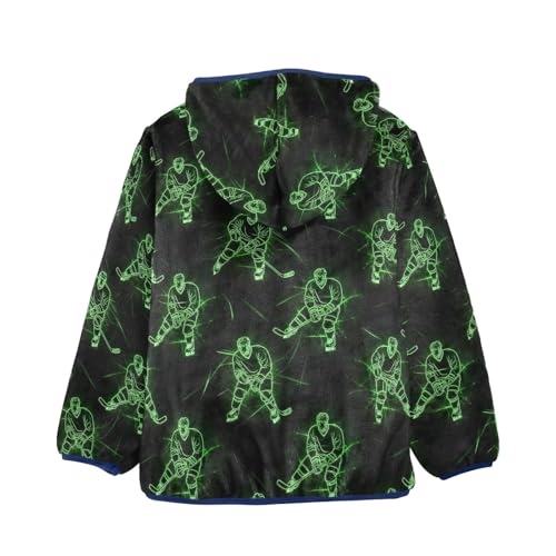 CHIFIGNO Green Ice Hockey Players Boys Zip up Jacket Sweatshirt Jacket for Fall Winter 3T2