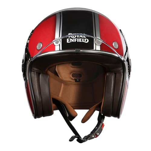 Image of Royal Enfield Spirit of SM ID ABS GL Red ISI and DOT Certified Riding Motorcycling Helmet (L) 58 Cm - High Impact Grade Thermoplastic & High Density EPS Liner