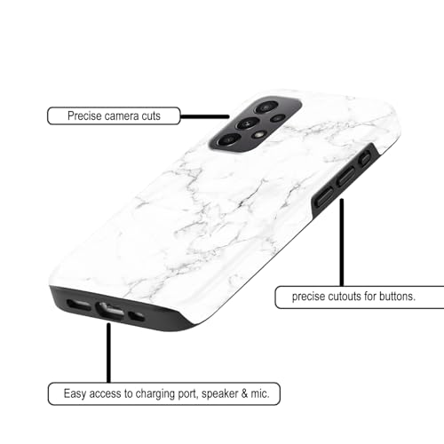Image of COLORflow Back Cover Compatible with Samsung Galaxy A23 4G / 5G | Beautiful White Marble | Designer Printed Glossy Armoured Bumper Back Cover Compatible with Samsung Galaxy A23 4G / 5G