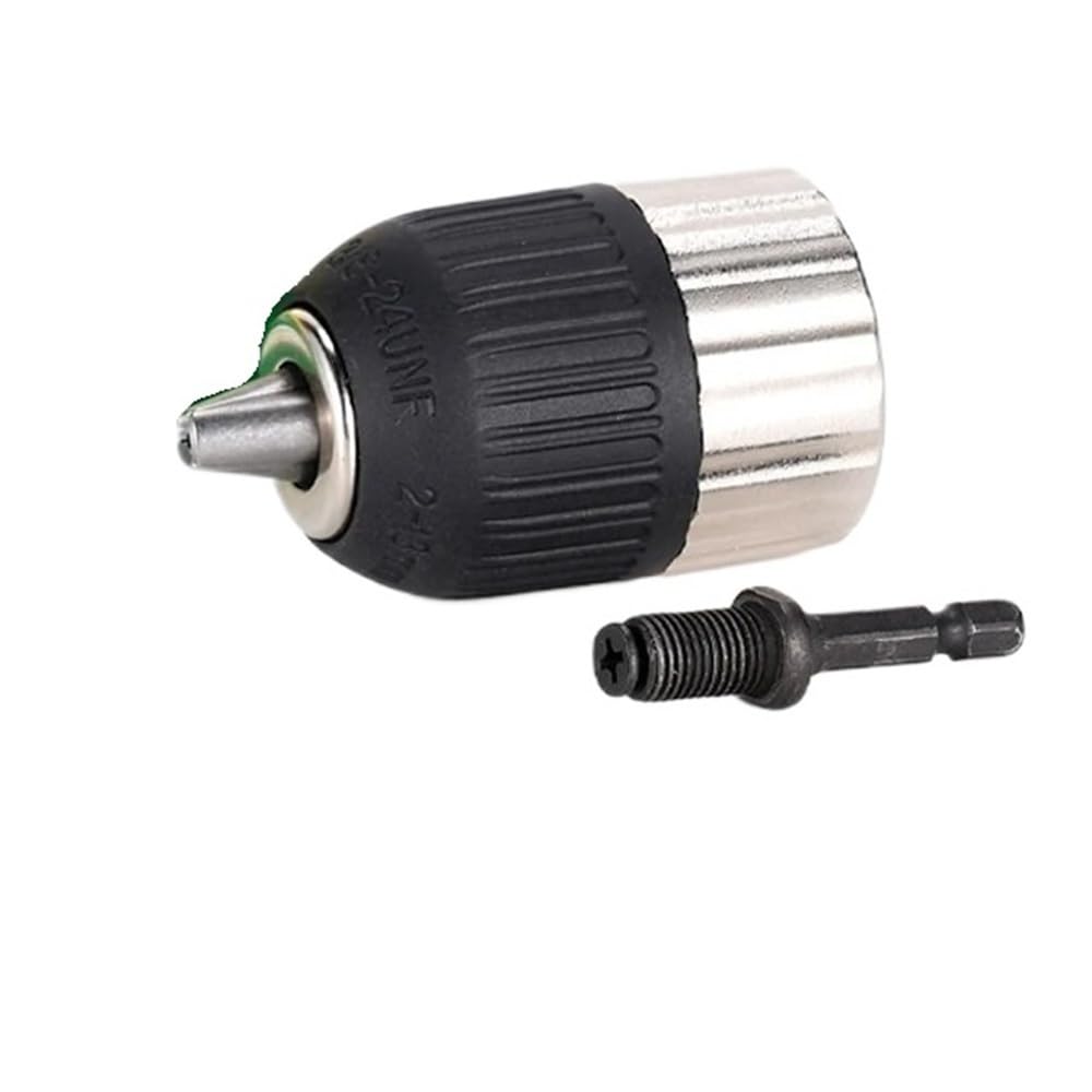 Portabrocas autoblocante sin Llave, Rango de sujeción de 1,5 a 13 mm, Adaptador de Taladro eléctrico con vástago Hexagonal de 3/8 a 24 UNF, 1 Unidad