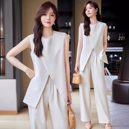 Womens Sleeveless Suit Vest and Wide Leg Pants Business Summer Casual Top Blazer Jacket Suit Sets for Women 2 Piece Outfits4