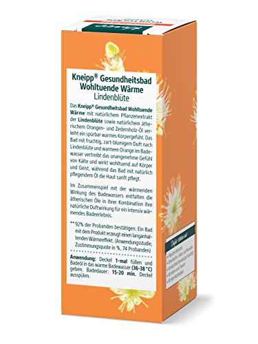 Kneipp Gesundheitsbad Wohltuende Wärme - Badeöl mit wertvollem Extrakt der Lindenblüte & natürlichen ätherischen Ölen aus Orangen & Zedernholz - wohltuend auf Körper & Geist - 100ml (Packung mit 2)