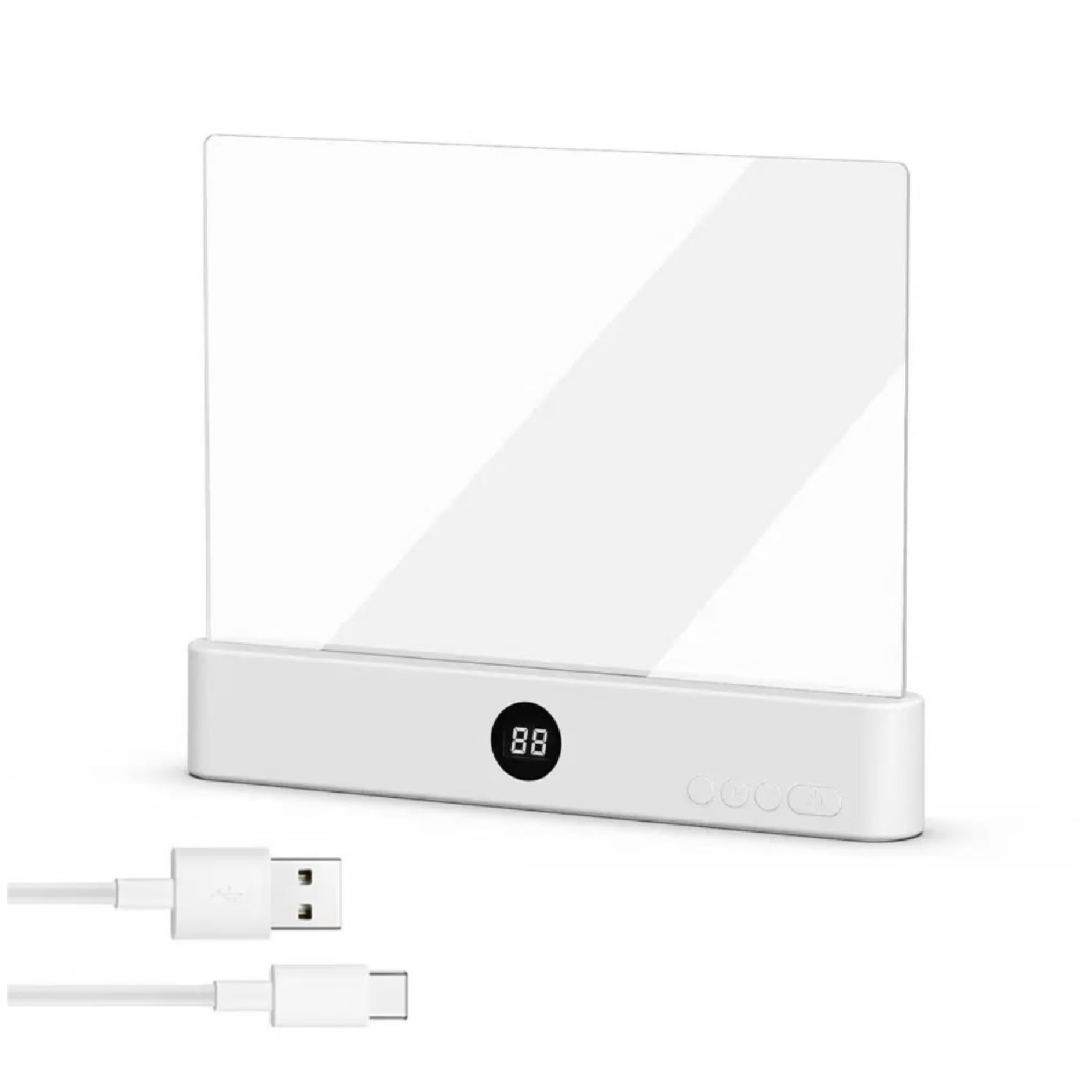 Book Light, Rechargeable Clear LED Flat Reading Light with 3 Colors & Timer, Dimmable Panel Plate Lamp Book Full Page Light for Reading in Bed at Night, Funny Gifts for Readers Kids Women Men (White)