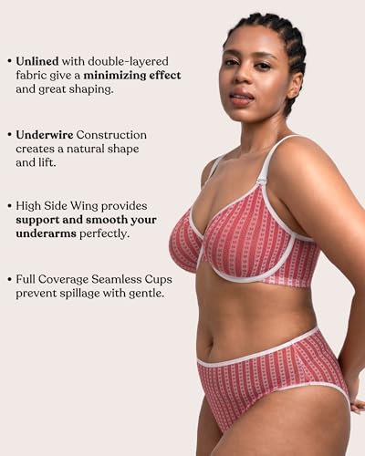 Image of HSIA Minimizer Bras for Women Enchante Full Coverage Underwire Bras Plus Size Lifting Floral Lace Bra for Heavy Breast