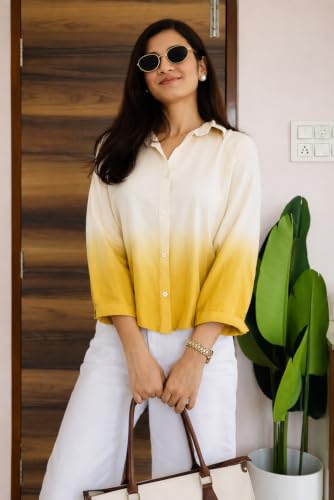 Image of Women's Ombre Pink Casual Shirt for Women | Full Sleeve Stylish Western Top | Soft Regular Fit Button Down Shirt for Girls & Women
