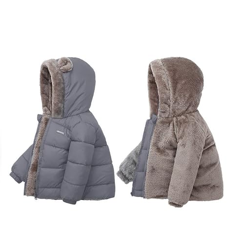 2024 Winter Jacket Coat for Toddler Boys Girls Bear Ears Hooded Jacket Thicken Windproof Zipper Warm Fleece Coat4