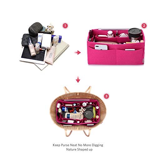Image of Felt Purse Organizer, Bag in Bag Organizer For Tote & Handbag, Speedy, Neverfull, Medium Large Extra Large (Large, Rose)