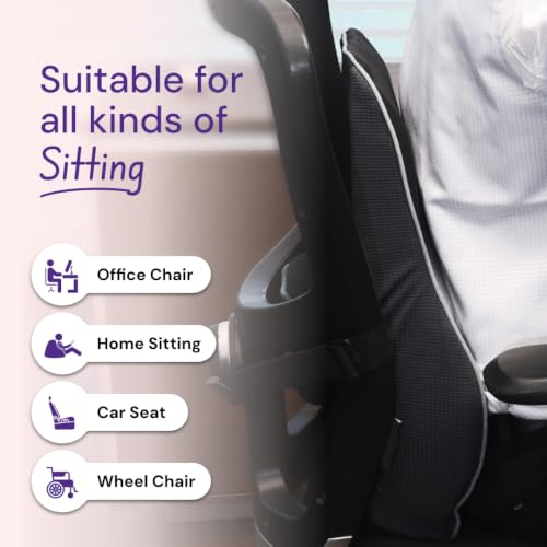 Image of Careforce Lumbar Support Cushion Orthopedic Back Rest Pillow Memory Foam Cushion for Office Chair, Car & Home Ergonomic Back Support for Pain Relief, Posture Correction & Spine Alignment, S