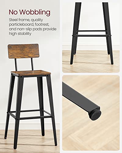 Vasagle Set Of 2 Bar Stools, Bar Height Stools, Tall Bar Stools With Back, Bar Chairs, Steel Frame, Industrial Style, Easy Assembly, Rustic Brown And Black Ulbc078B01 #TOP4