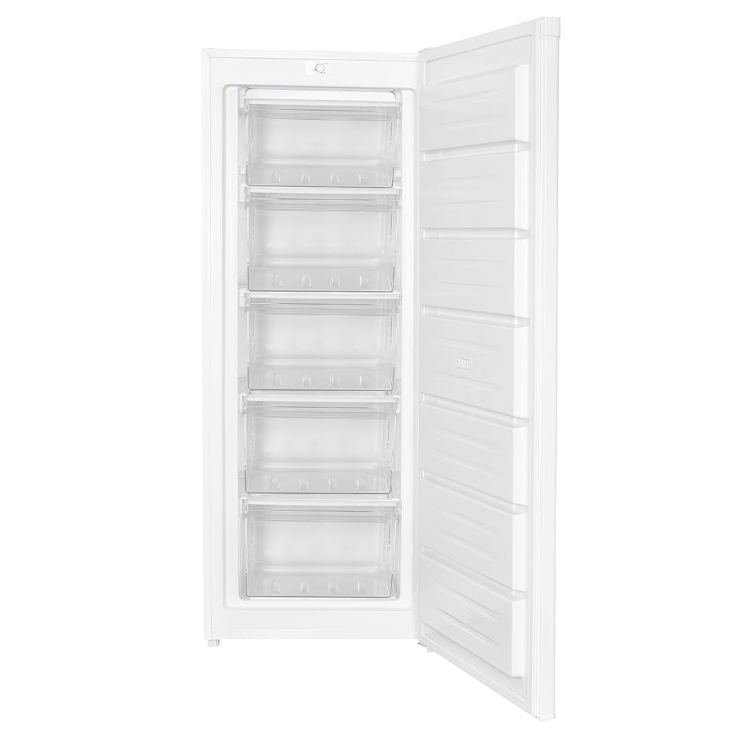 Svan Congelador Vertical Blanco SCV145502E. Capacidad 168 Litros, 4 Star, Puerta Reversible, Tecnología Cíclica, Puerta Abatible, 37 dB, Clase E