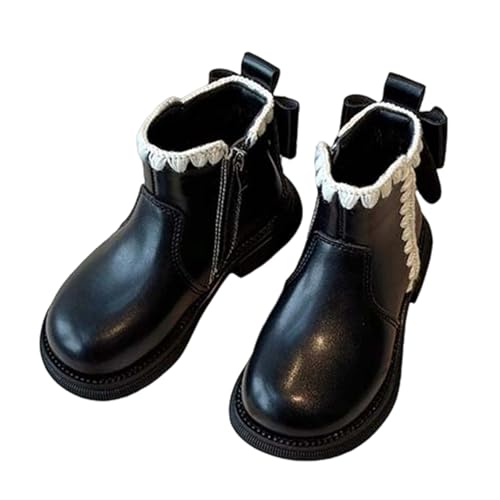 Botas De Invierno para Niñas Cálidas Y Gruesas para La Nieve Sin Cordones Informales Adecuadas para Niños Y Adolescentes con Diseño De para Estilo (Black 31 Little Kids)