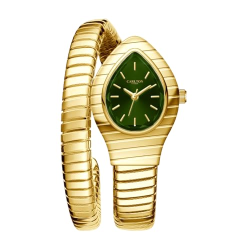 Image of Carlton London Embrace Analog Watch for Women, Snake Design Bracelet, 34.5 mm Dial, Quartz Movement, 30M Water Resistant