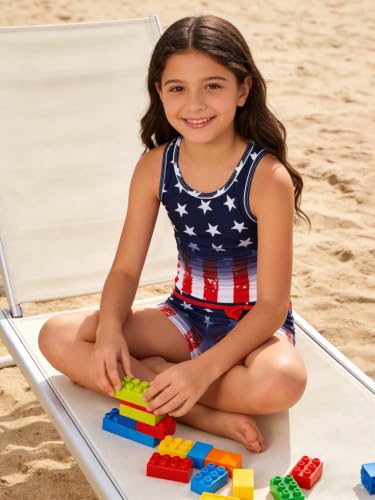 Image of Belovecol Girls Swimsuits 2Pcs Tankini Bathing Suit 4-16Y Bra Pads for 12Y+