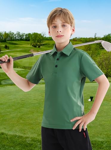 Image of Polo Shirts for Boys Golf Polo Shirt Short Sleeve Boys Performance Polo Dry Fit Stretch Collared UPF50+ Kids Golf Shirts