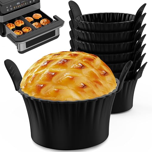 8 Stück Muffinform Silikon für Heißluftfritteuse, Silikonform Heißluftfritteuse Antihaftbeschichtet und BPA-frei, Wiederverwendbare Muffinform Maschinenwaschbar, für Muffins, Kuchen, Eier, und Pudding