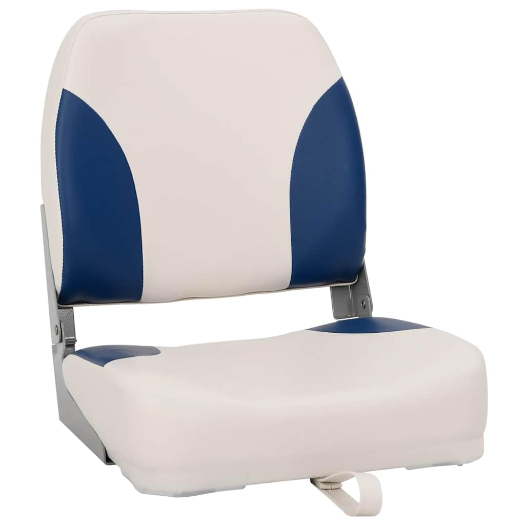 Set di 2 sedili per barca, pieghevoli, con imbottitura, colore: blu e bianco