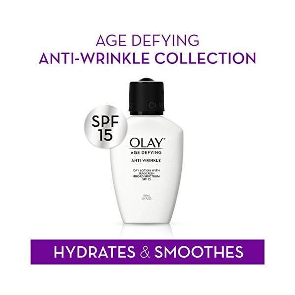 Face Moisturizer by Olay Age Defying, Anti-Wrinkle Day Lotion with Sunscreen, Broad Spectrum, SPF 15, 3.4 Oz. (Pack of 2) Packaging may Vary